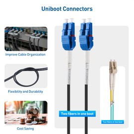 Cable Matters Uniboot OS2 LC to LC Outdoor Armored Fiber Patch Cable 50ft - Single Mode Duplex 9/125, LSFRZH, Direct Burial Support with UV Resistant and Fire Retardant Cable Jacket - 50 Feet / 15.2m