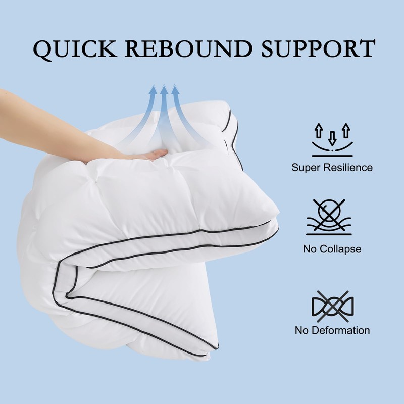 YOUR MOON Soft Support Pillow Queen Size, 100% Cotton Cover