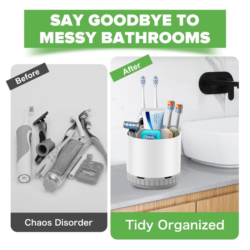 GFWARE Toothbrush Holders for Bathrooms - White Rotating Kids Electric