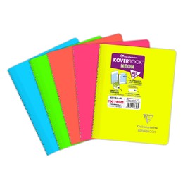 Clairefontaine 366623C A Koverbook Neon Spiral Notebook - A5 14.8x21 cm - 160 Pages Small Squares - White Paper 90 g - Opaque Polypro Cover - Random Color