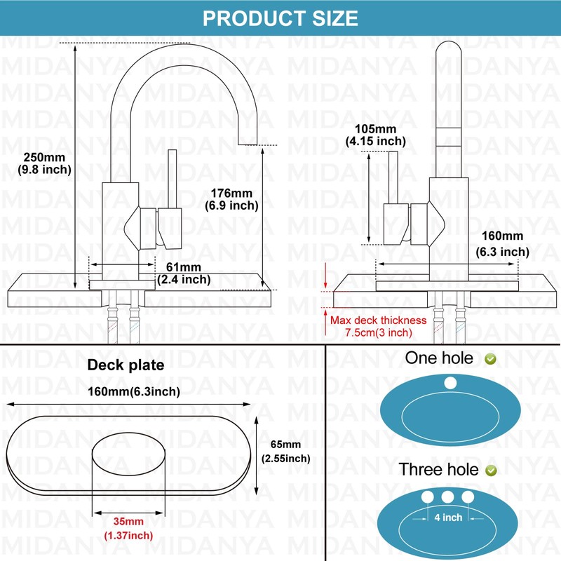 Midanya Wet Bar Sink Faucet,Single Handle Bathroom Kitchen Faucet 1