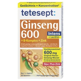 테테셉트 tetesept 진생 600 + B-콤플렉스 + 아연 30정 15.99g Tetesept Ginseng 600 + B-Complex + Zinc 30 Tablets 15.99g