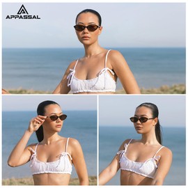 Appassal Retro Oval Sunglasses for Women Men Small 90s Trendy Vintage Fashion Trendy Funny Sun Glasses 2025 AP3728 Black/Grey+Black/Brown