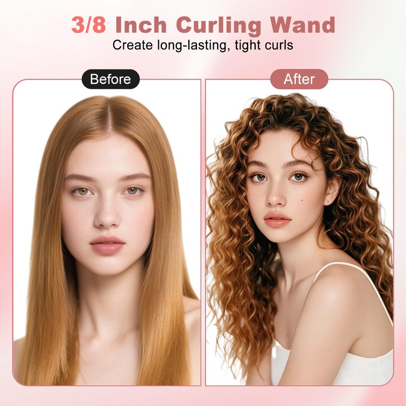 3/8 Inch Curling Iron, 9mm Small Curling Wand for Short