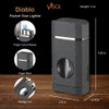 Visol Diablo Butane Torch Triple Flame Refillable Gas Lighter, Built