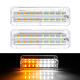 Futwod Strobe Light, Amber, White, Alternating Flashing, LED, Solar Power, Warning Light, Light Sensor, Vibration Light, No Wiring Required, Easy Installation, For Cars, Illuminations, Waterproof