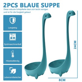 Soup Ladle, Blue Large Spoon for Soup, 2 Pieces Creative Kitchen Utensils, Kitchen Utensils with High Heat Resistance, Ideal for Cooking, Gift for Women and Men