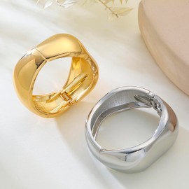 AYWFCBF Gold Bangle Bracelets for Women | Irregular Chunky Cuff Bracelet | Trendy Hinged Wide Bangles | Arm Cuff Jewelry for Women