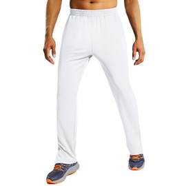MIER Men’s Sweatpants with Pockets, Athletic Training Track Jogger for Soccer, Running, Football, Workout, White, XL