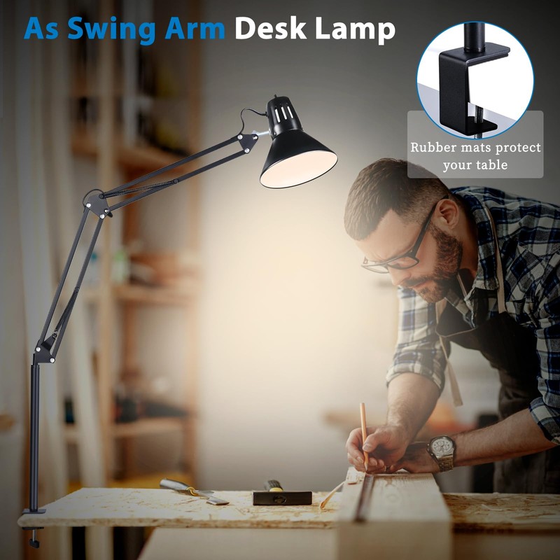 juttilax Swing Arm Desk Lamp for Home Office 360°Adjustable,Tall Metal