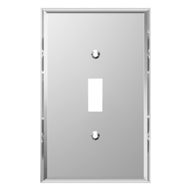 LIDER Reflective Acrylic Toggle Switch Wall Plate, Mirrored Light Switch Cover, Plexiglass Cover Plate, Acrylic Glass, Oversized 1-Gang 5.25" x 3.44", LWP-11O-ASV, Silver