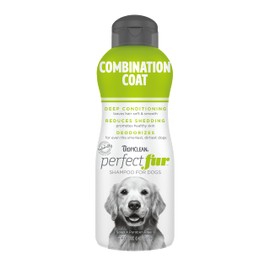 TropiClean PerfectFur Combination Coat Shampoo for Dogs, 16oz - Made in USA - Naturally Derived - Combination Coat Formula with Shed Control for Breeds Like Golden Retrievers & Border Collies