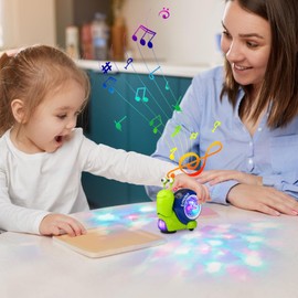 OneNine Crawling Snail Baby Toy, Electric Music Snail Walking Baby Toy 6 to 12 Months, Light up Sensory Toys, Interactive Toys for Kids with Automatically Avoid Obstacles, Birthday Gifts for Kids