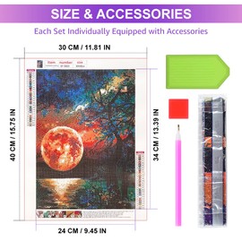 Diamond Painting Kits for Adults Kids,6 Pack DIY 5D Diamond Painting Kit Full Round Drill,Colorful Scenery Moon Diamond Painting,Art Craft Kit for Home Wall Art Decor,12 x 16 in