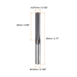 sourcing map Carbide Chucking Reamer 0.192"(4.877mm) Dia Straight Flute Straight Shank Machine Reamer Tool for Metal and Lathes CNC Machining Centers, Black