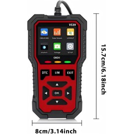 RODEDIO Upgraded Version of V519, V539 OBD2 Scanner, USB Powered Car Fault Code Reader, Engine Diagnosis Tool for OBD II Protocol Vehicles Since 1996, I/M Readiness, Battery Voltage Test