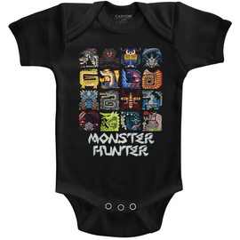 Monster Hunter - Unisex-Baby Symbols Onesie, Size: 6M, Color: Black