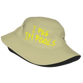 I Pee in Pools Bucket Hat Unisex,Funny Quote Humor Fisherman Cap Packable Casual Lightweight Travel Beach Sun Hats for Outdoor Headwear,Khaki