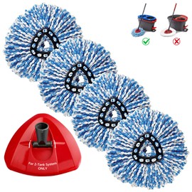 FabDay 4 Pack Refills & 1 Mop Head Cap for 2-Tank RinseClean Spin Mop Replacement