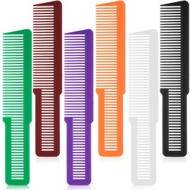 Patelai 6 Pieces Clipper Barber Comb Professional Flat Top Combs for Stylists and Barbers(Green, Purple, Orange, Red, White, Black)
