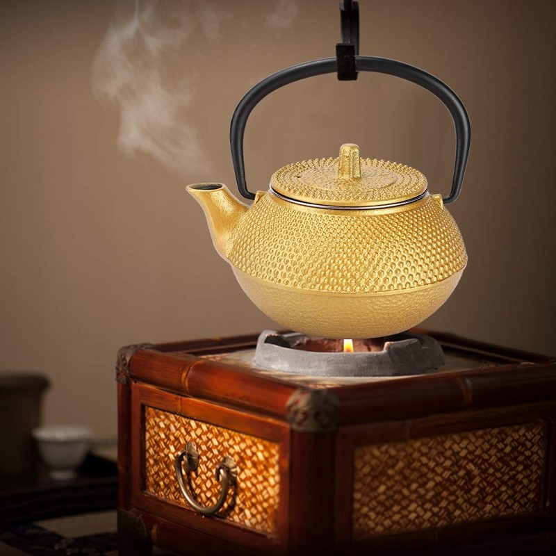 300 ml Gold Cast Iron Tea Kettle with Stainless Steel