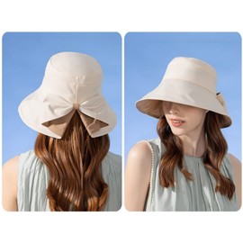 Weuiean HHM-187 UV Protection Hat, Women's, UV Protection, UV Care, Sunshade, Sunshade, Spring, Summer, Stylish, Cute, Actress Hat, Adjustable Size, Includes Exclusive Chin Strap, beige