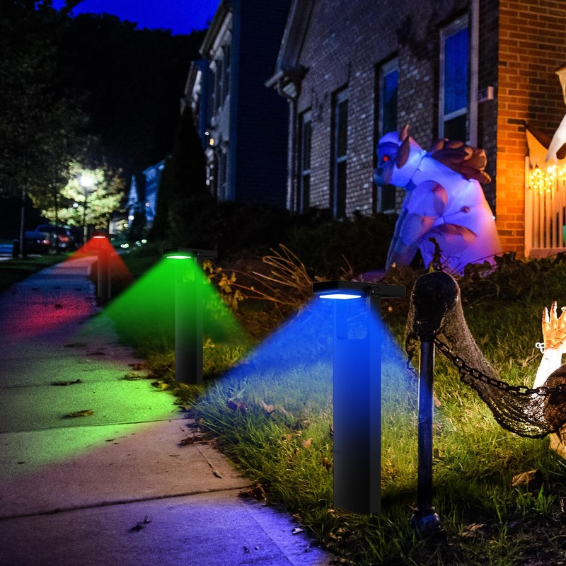 Solar Pathway Lights Outdoor 6 Pack, 360° Adjustable Panel, Multicolor