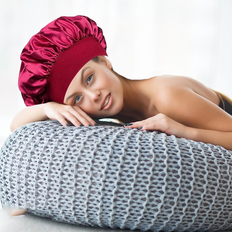 4-Pack Adjustable Shower Satin Caps for Women – Comfortable Sleeping