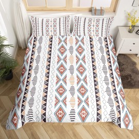 Erosebridal Bohemian Comforter Cover Boho Aztec Striped Bedding Set for Teens Boys,Tribe Geometry Triangle Duvet Cover Mexican Style Bed Set Bohemian Style Room Decor Twin,Southwestern Decor