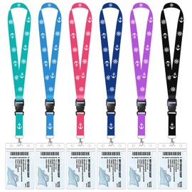 Cruise Lanyards, Waterproof Cruise Lanyard with Detachable Buckle & ID Badge Holder for Cruises Ships Key Cards, Cruise Essentials & Must Have Accessories (6 Pcs with 6 Colors)