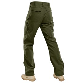HARD LAND Men's Tactical Pants Ripstop with 14 Multi Pockets Water Resistant Gusseted Work Cargo Pants Olive Green 32W×30L