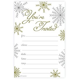 Snowflake Classic Christmas Invitations - Fill In Style (20 Count) With Envelopes