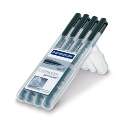 Staedtler Lumocolor 318-9WP4HZ Permanent Foil Pencil Set of 4 in Staedtler Box - Black