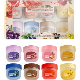 8PCS Mini Bálsamo de Labios y Máscara de Labios,Hidratante para Labios Muy Secos, Reparación Diurna y Nocturna para Aclarar Oscuros y Reducir Líneas Labiales