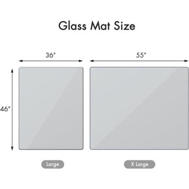 GLSLAND Office Chair Mat, 46" x 55" Tempered Glass Floor Mat for Office Chair on Carpet, 1/5" Thick Computer Floor Mat with 4 Anti-Slip Pads, Blue & Grey