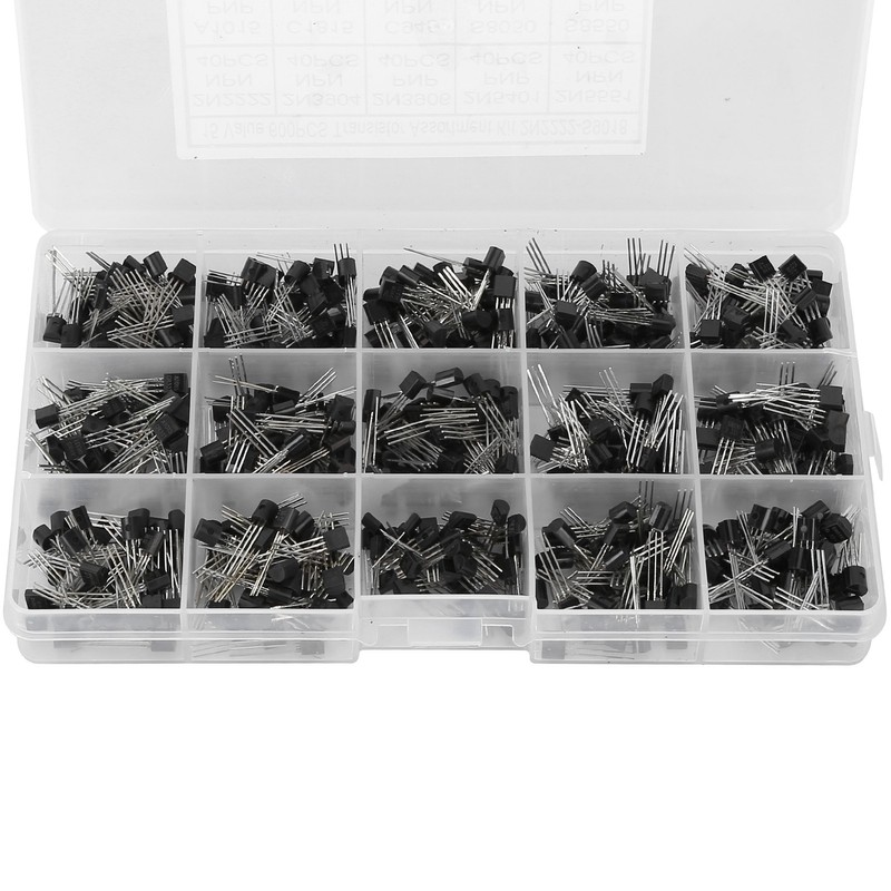 600 Pcs Transistors Assortment Kit NPN TO-92 PNP 2N2222-S9018 Straight
