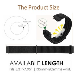 HREDZEO Elastic Nylon Straps,Nylon Strap Adjustable Straps Lightweight Watch Strap Breathable Woven Sport Straps Quick Release Watchband Black Strap Watch Bands for Women Men(20MM)