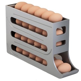 FYUEROPA 28 Egg Holder for Fridge, Auto Rolling Egg Tray, Fridge Egg Rack, Rolling Egg Dispenser, Kichen Storage Cabinet