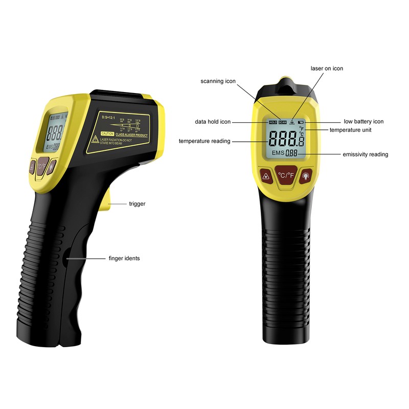 Infrared Thermometer, Non-Contact Digital Laser Temperature Gun -58°F to 1112°F