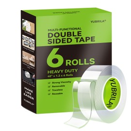Yubrila 6 Rolls,Double Sided Tape Heavy Duty,Strong Nano Adhesive Mounting Tape for Walls Decor Picture Poster Hanging Strips