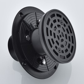 RANDOM Round Shower Drain Kit with Adjustable Base Flange,4 Inch Shower Drain Cover with Threaded Adapter,Removable Invisible Look 304 Stainless Steel Matte Black Shower Drain Round