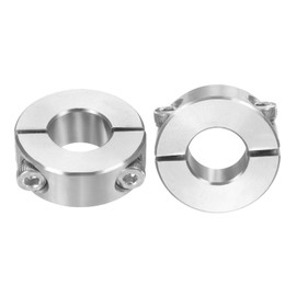 sourcing map 2 Pcs Double Split Shaft Collar 12mm Bore, Two Piece Clamping Collar 28mm OD 11mm Thickness, 304 Stainless Steel Set Screw Split Collar