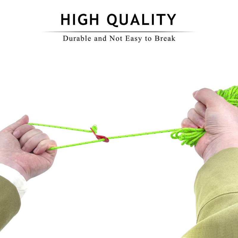 8 Pack Reflective Nylon Ropes, 4mm Tent Guy Lines with