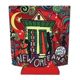 New Orleans Jazz Fest Colorful Music Souvenir Can Holder Neoprene Drink Huggie Cooler Sleeve