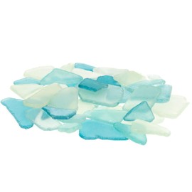 Nautical Crush Trading Sea Glass | Blue Pale Yellow and Light Green Colored Sea Glass Mix | 22 Ounces of Sea Glass for Art Crafts and Decor | Sea Glass Bulk