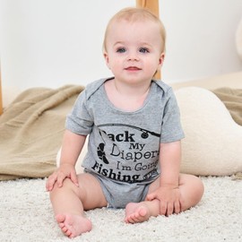 UNICOMIDEA Baby Girls Romper Toddle Bodysuit Boys Baby Suits Softy Infant Short Sleeve Clothing Pack My Diapers I M Going Fishing with Daddy Jumpsuit Cotton Baby Bodysuit Newborn for 3-6 Months