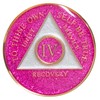 Sobriety Chip AA Pink Glitter Triplate (4 Year)