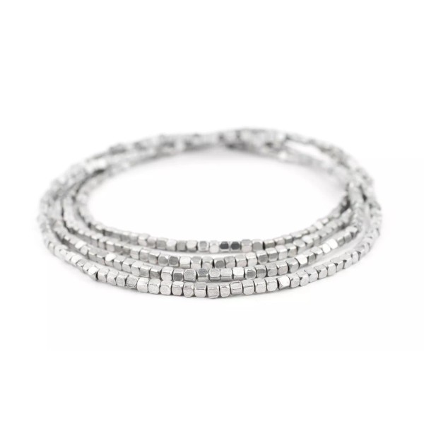 The Bead Chest Rounded Silver Cube Beads 3mm White Metal