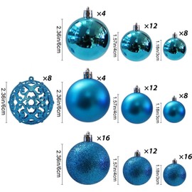 NJN 100pcs Christmas Ball Ornaments, Shatterproof Christmas Ornaments Set with Hand-held Gift Package for Xmas Tree(Lake Blue)