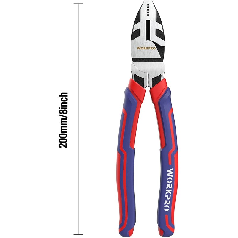 WORKPRO 8'' Linesman Pliers Steel for Twisting Cutting Wires Clamping